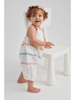 FURR BALLS - Girls Off White Stripes Romper