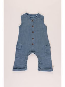 FURR BALLS - Boys Blue Solid Romper
