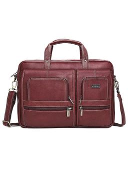 WILDHORN - Leather Maroon Laptop Messenger Bag for Men