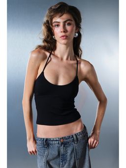 Bonkers Corner - Black Halter Neck Top
