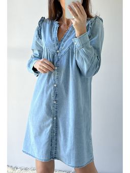 Errabelly - Myosotis Buttoned Shift Denim Dress
