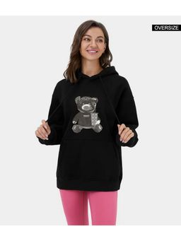 MISCHIEF MONKEY - Black Graphic Oversized Hoodie