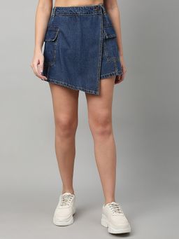 TARAMA - Blue High Rise Denim Skorts