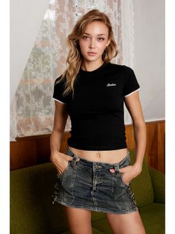 Bonkers Corner - Lace Trim Black Top