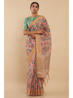 Soch - Multi Chanderi Printed Saree with Unstitched