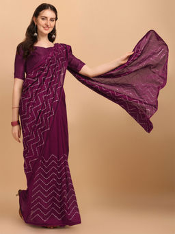 Amrutam Fab - Womens Sequences Vichitra Blooming Pink Saree With Unstitched Blouse Piece