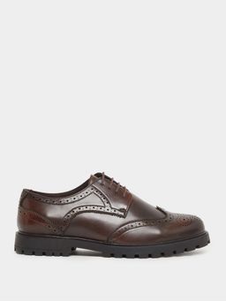 Styli - Men Brown Texture Lace Up Brogue Formal Shoes