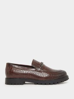 Styli - Men Brown Chain Accent Chunky Loafers