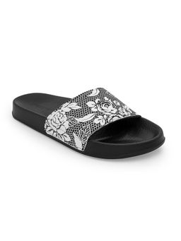 Red Tape - Women Floral Print Black Sliders