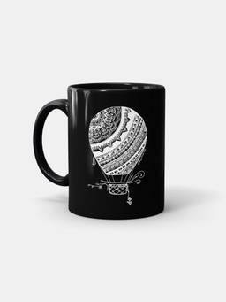 Macmerise - Hot Air Balloon Black Pattern Milk, Tea, Coffee Mug 330ml