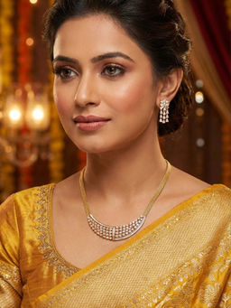 Niscka - 24K Gold Plated White AD Stone Adjustable Jewellery Set