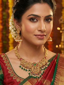 Niscka - 24K Gold Plated Antique Laxmi Temple Adjustable Jewellery Set