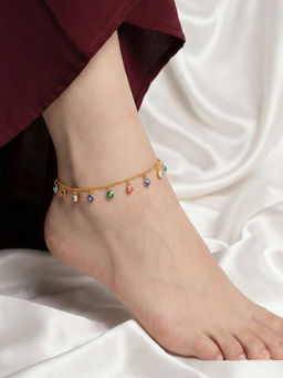 Niscka - Gold Plated Multi-Colour Evil Eye Chain Adjustable Bracelet