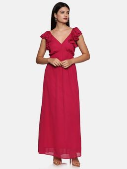 IS.U - Women Magenta Solid Maxi Dress