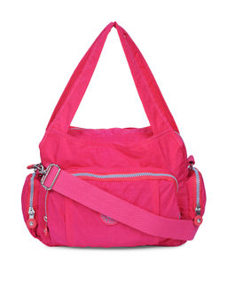 Bahama - CRINKLE Fuchsia Red Color Nylon Material Soft Medium Size Handbag - FH-1509021005