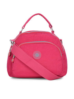 Bahama - CRINKLE Fuchsia Red Color Nylon Material Soft Medium Size Shoulder Bag - FH-3167031005