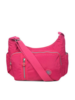 Bahama - CRINKLE Fuchsia Red Color Nylon Material Soft Medium Size Shoulder Bag - FH-9080032005