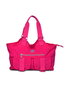 Bahama - CRINKLE Fuchsia Red Color Nylon Material Soft Medium Size Handbag - FH-9336022005