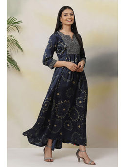 Biba - Navy Flared Modal Kurta