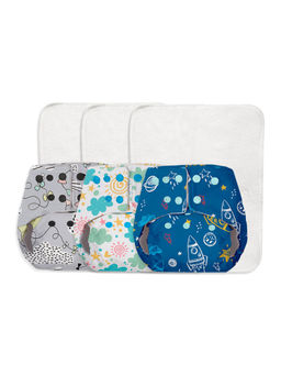 BASIC - Easy - Pack Of 3 Freeszie Cloth Diapers For Babies With Quick Drying Insert - Assorted