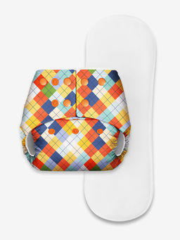 BASIC - Free size Pocket Diaper With Dry Feel Soaker-Peach geometric