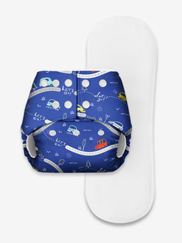 BASIC - Free size Pocket Diaper With Dry Feel Soaker-Royal blue