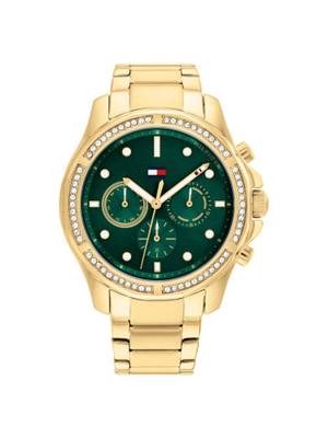 Buy Tommy Hilfiger Quartz Multifunction Green Dial Metal Strap Watch ...
