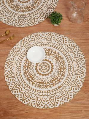 Buy HOSTA HOMES Hhctm2 Cotton Digitally Printed Centre Table Mat Yellow ...