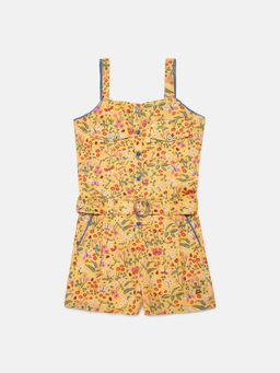 Elle Kids - Yellow Girls Square Neck Jumpsuits