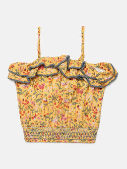 Elle Kids - Yellow Girls Square Neck Top