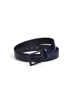 BELWABA - Genuine Italian Leather Navy Mens Belt With Black Coated Finished Buckle
