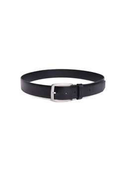 BELWABA - Genuine Leather Black Mens Belt With Nickle Finished Buckle