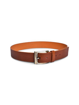 BELWABA - Genuine Leather Tan Mens Belt With Brushed Brass Finished Buckle