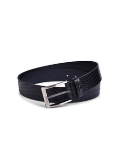 BELWABA - Genuine Leather Black Mens Belt With Brushed Gunmetal Finished Buckle
