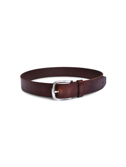 BELWABA - Genuine Leather Chocolate Brown Mens Belt With Shiny Brushed Nickel Finished Buckle