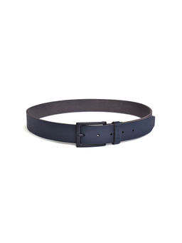 BELWABA - Genuine Leather Navy Mens Belt With Black Coated Finished Buckle