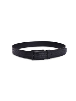 BELWABA - Genuine Leather Black Mens Belt With Black Coated Finished Buckle