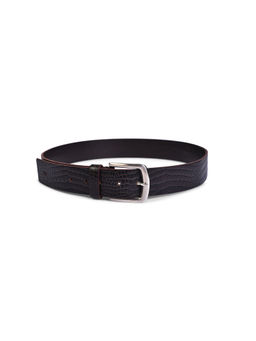 BELWABA - Genuine Leather Chocolate Brown Mens Belt With Brushed Nickel Finished Buckle
