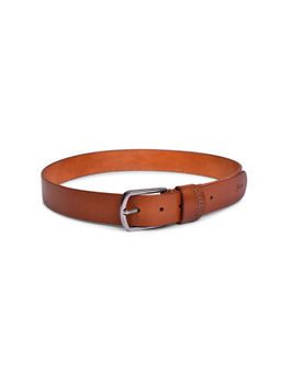 BELWABA - Genuine Leather Tan Mens Belt With Gunmetal Finished Buckle