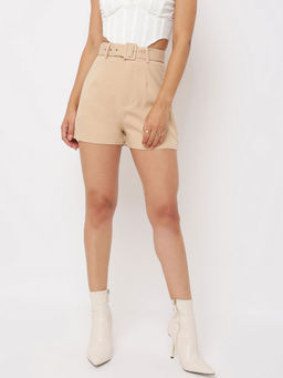 Missguided - Stone Tailored Belted Shorts