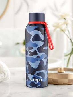 Pexpo - Bravo Denim Blue Camouflage Vacuum Insulated Hot & Cold Flask - 700 ml