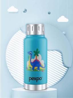 Pexpo - Cameo Blue Dinosaur Stainless Steel Vacuum Insulated Hot & Cold Flask - 300 ml