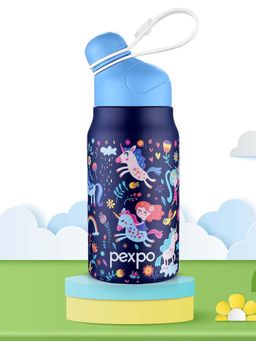 Pexpo - Piano Denim Blue Unicorn Stainless Steel Vacuum Insulated Hot & Cold Flask - 425 ml