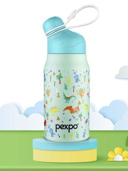 Pexpo - Piano Green Dinosaur Stainless Steel Vacuum Insulated Hot & Cold Flask - 425 ml