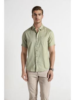 Crocodile - Pure Cotton Spread Collar With Chisel Pocket Shirt