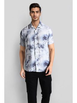 Crocodile - Abstract Viscose-Blend Half Sleeves Spread Collar Shirt