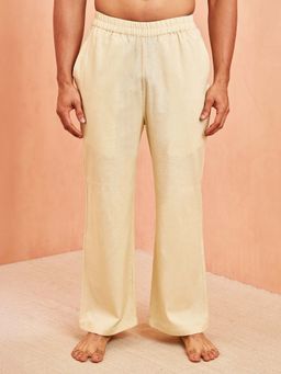 Vastramay - Beige Men Solid Cotton Flex Pyjama