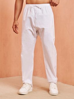 Vastramay - Men White Cotton Solid Pyjama
