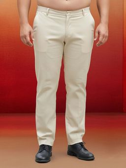 Vastramay - Cream Cotton Lycra Pant Style Pant for Men