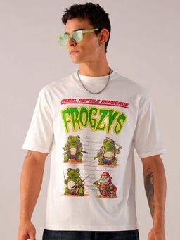 The Indian Garage Co - Men Boxy Oversized Graphic Back Printed Crew Neck T-shirt White